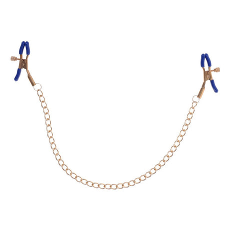 Buy Sex & Mischief Cougar Chained Nipple Clamps - Gold Nipple Clamps with Cougar Chain – Naughtyhut NZ sex toys online. Discreet delivery & top brands.