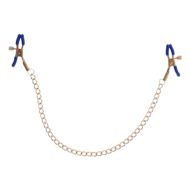 Buy Sex & Mischief Cougar Chained Nipple Clamps - Gold Nipple Clamps with Cougar Chain – Naughtyhut NZ sex toys online. Discreet delivery & top brands.