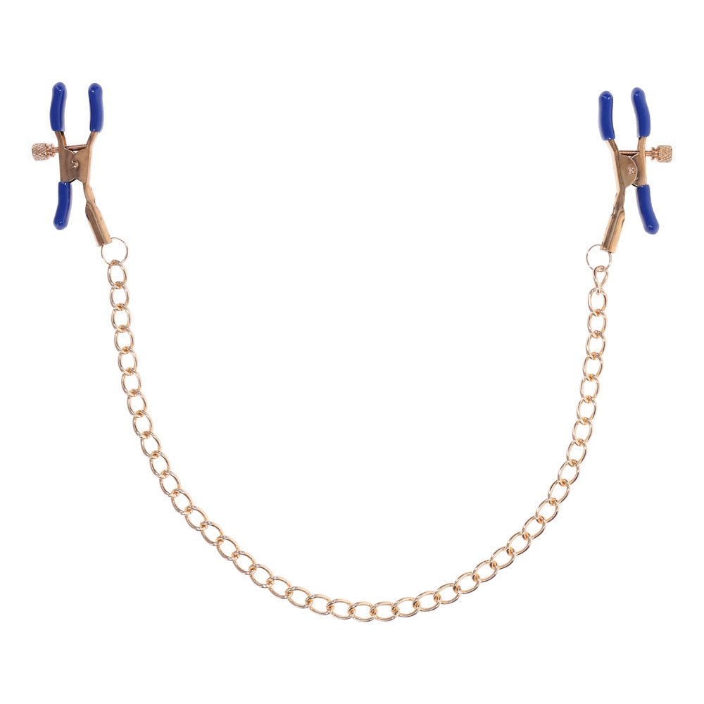 Buy Sex & Mischief Cougar Chained Nipple Clamps - Gold Nipple Clamps with Cougar Chain – Naughtyhut NZ sex toys online. Discreet delivery & top brands.