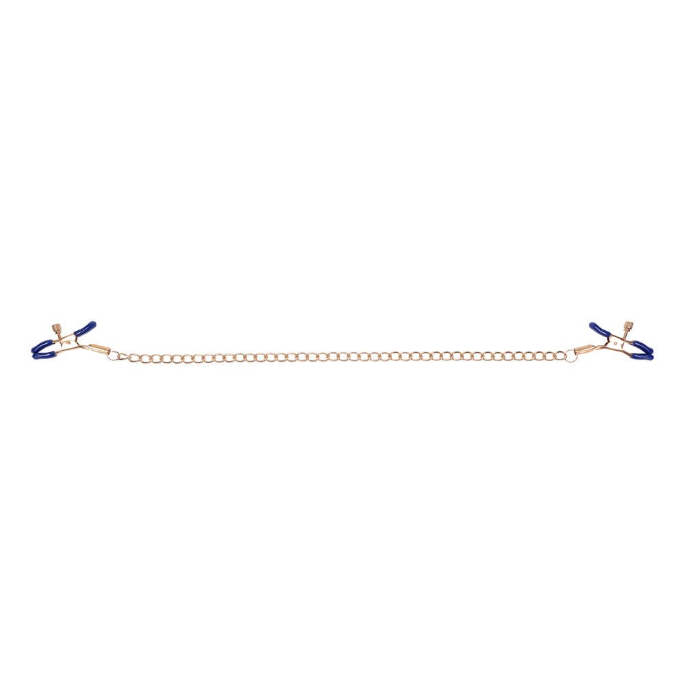 Buy Sex & Mischief Cougar Chained Nipple Clamps - Gold Nipple Clamps with Cougar Chain – Naughtyhut NZ sex toys online. Discreet delivery & top brands.