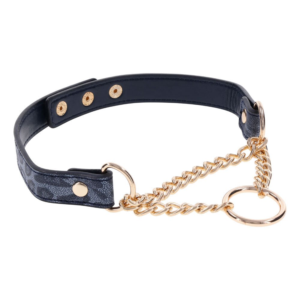 Sex & Mischief Cougar Day Collar - Navy Blue/Gold Collar – Sex toys NZ by Naughtyhut. Discreet delivery nationwide.