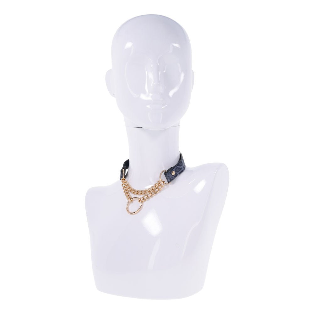Buy Sex & Mischief Cougar Day Collar - Navy Blue/Gold Collar – Naughtyhut NZ sex toys online. Discreet delivery & top brands.