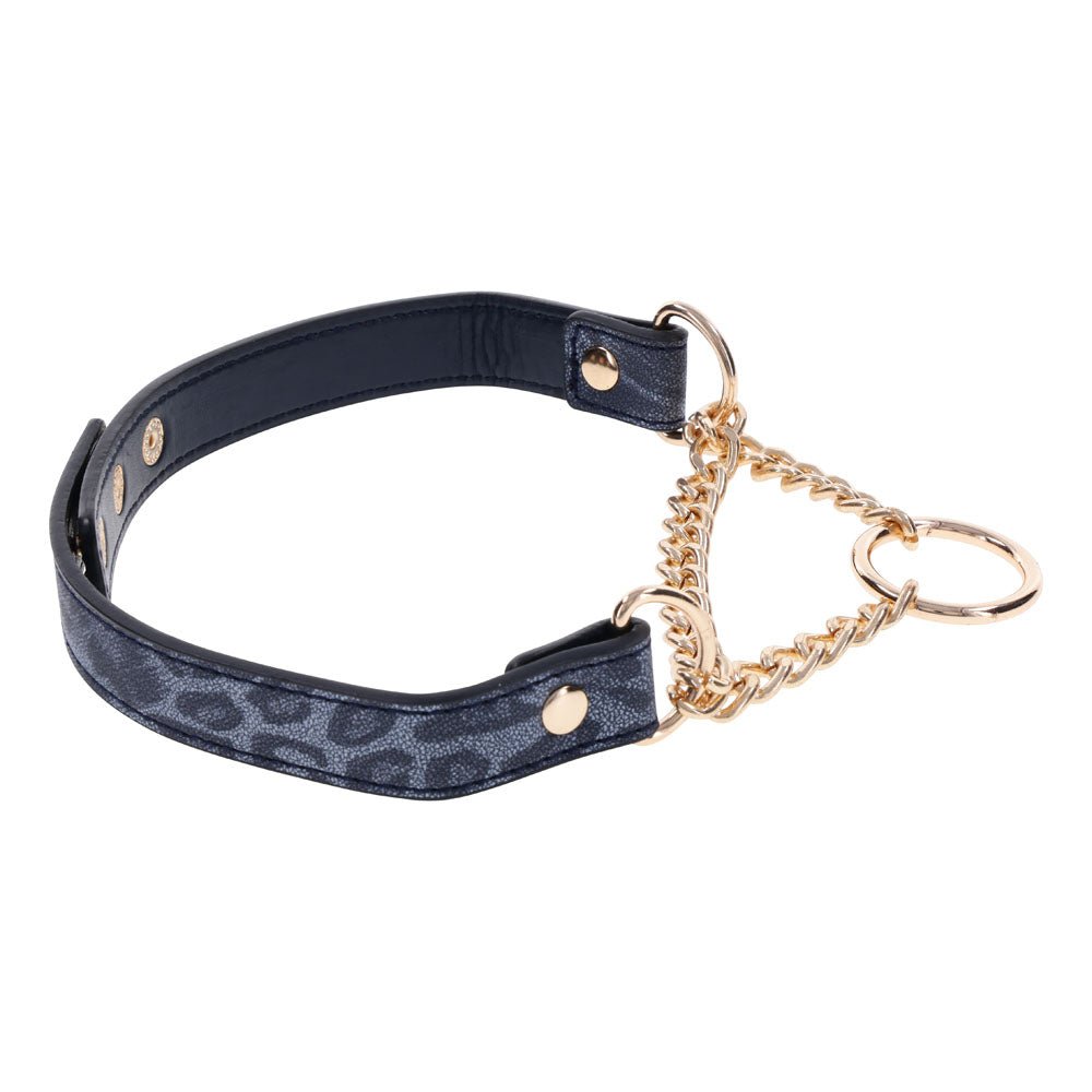 Sex & Mischief Cougar Day Collar - Navy Blue/Gold Collar – Sex toys NZ by Naughtyhut. Discreet delivery nationwide.