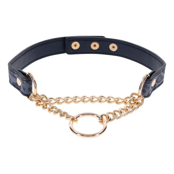 Sex & Mischief Cougar Day Collar - Navy Blue/Gold Collar – Sex toys NZ by Naughtyhut. Discreet delivery nationwide.