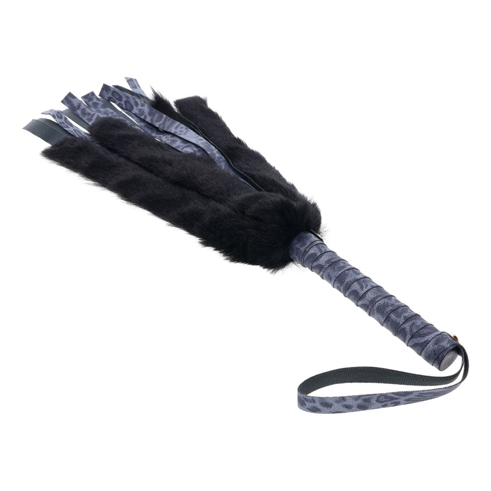 Buy Sex & Mischief Cougar Faux Fur Flogger - Navy Blue/Black Furry Flogger Whip – Naughtyhut NZ sex toys online. Discreet delivery & top brands.