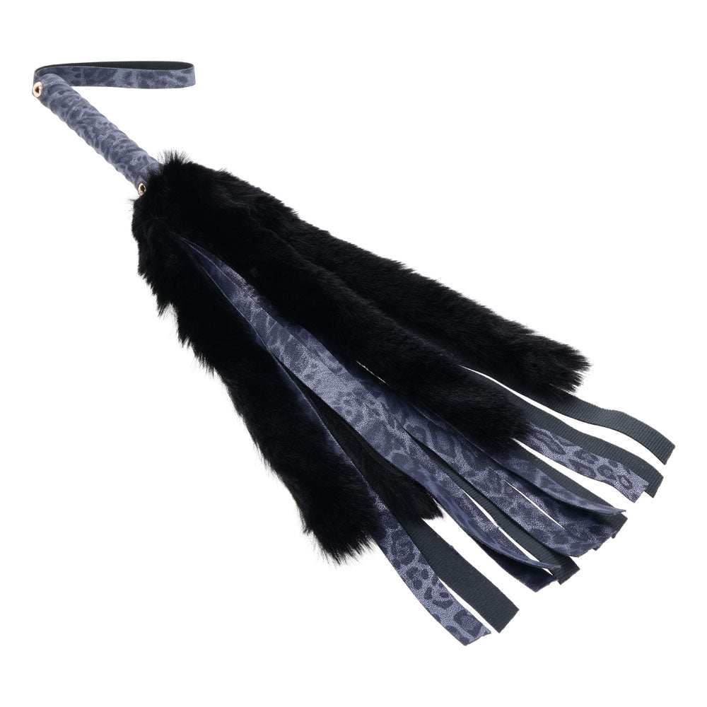 Sex & Mischief Cougar Faux Fur Flogger - Navy Blue/Black Furry Flogger Whip – Sex toys NZ by Naughtyhut. Discreet delivery nationwide.