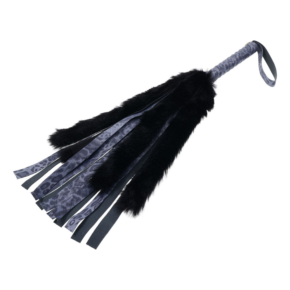 Buy Sex & Mischief Cougar Faux Fur Flogger - Navy Blue/Black Furry Flogger Whip – Naughtyhut NZ sex toys online. Discreet delivery & top brands.