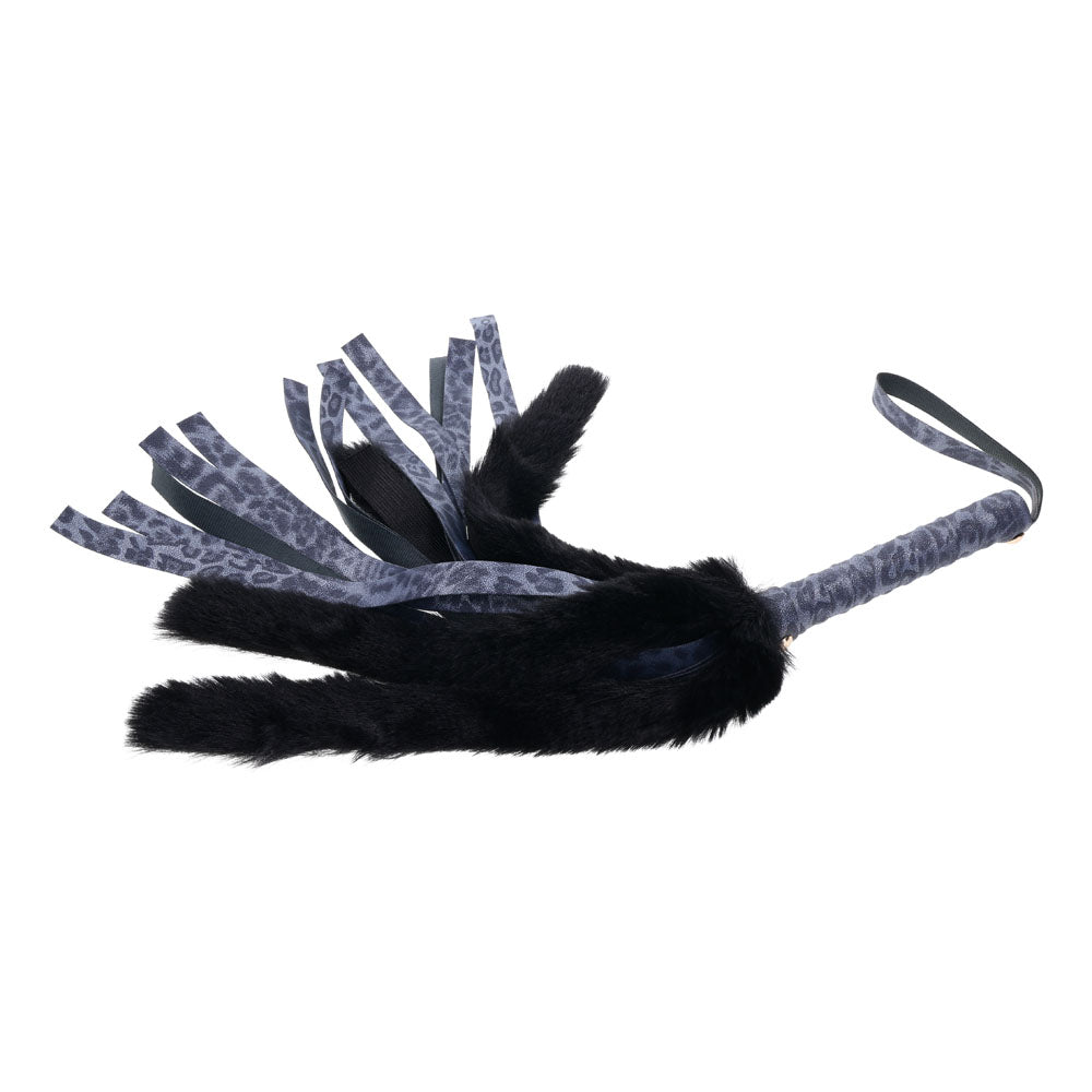 Buy Sex & Mischief Cougar Faux Fur Flogger - Navy Blue/Black Furry Flogger Whip – Naughtyhut NZ sex toys online. Discreet delivery & top brands.