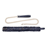 Buy Sex & Mischief Cougar Fur Collar & Leash - Navy Blue/Gold Furry Restraint – Naughtyhut NZ sex toys online. Discreet delivery & top brands.
