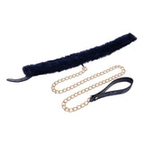 Buy Sex & Mischief Cougar Fur Collar & Leash - Navy Blue/Gold Furry Restraint – Naughtyhut NZ sex toys online. Discreet delivery & top brands.