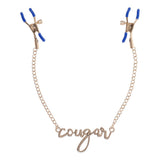 Buy Sex & Mischief Cougar Nipple Clamps - Gold Nipple Clamps with 33 cm Chain – Naughtyhut NZ sex toys online. Discreet delivery & top brands.