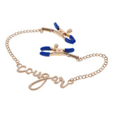 Buy Sex & Mischief Cougar Nipple Clamps - Gold Nipple Clamps with 33 cm Chain – Naughtyhut NZ sex toys online. Discreet delivery & top brands.