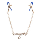 Buy Sex & Mischief Cougar Nipple Clamps - Gold Nipple Clamps with 33 cm Chain – Naughtyhut NZ sex toys online. Discreet delivery & top brands.