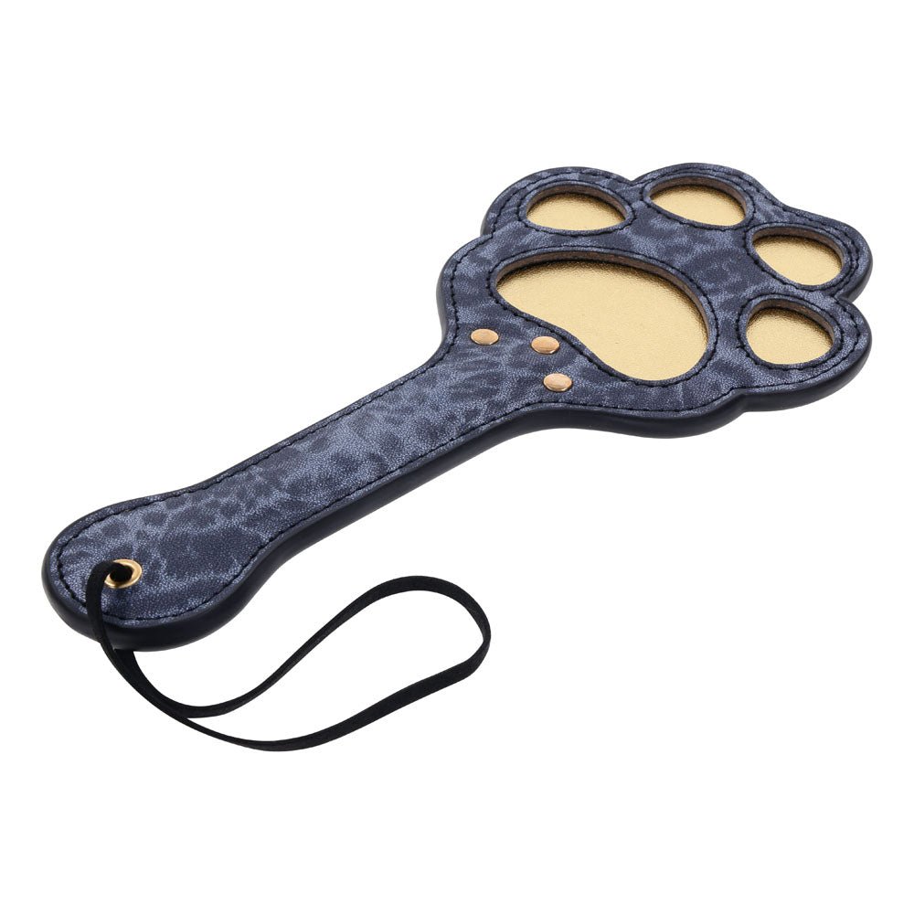 Buy Sex & Mischief Cougar Paw Paddle - Navy Blue/Gold Spanking Paddle – Naughtyhut NZ sex toys online. Discreet delivery & top brands.