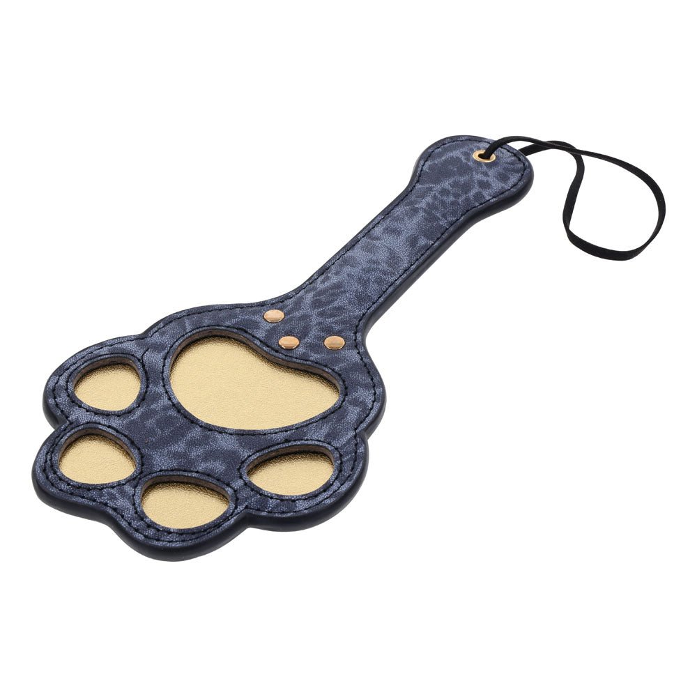 Buy Sex & Mischief Cougar Paw Paddle - Navy Blue/Gold Spanking Paddle – Naughtyhut NZ sex toys online. Discreet delivery & top brands.
