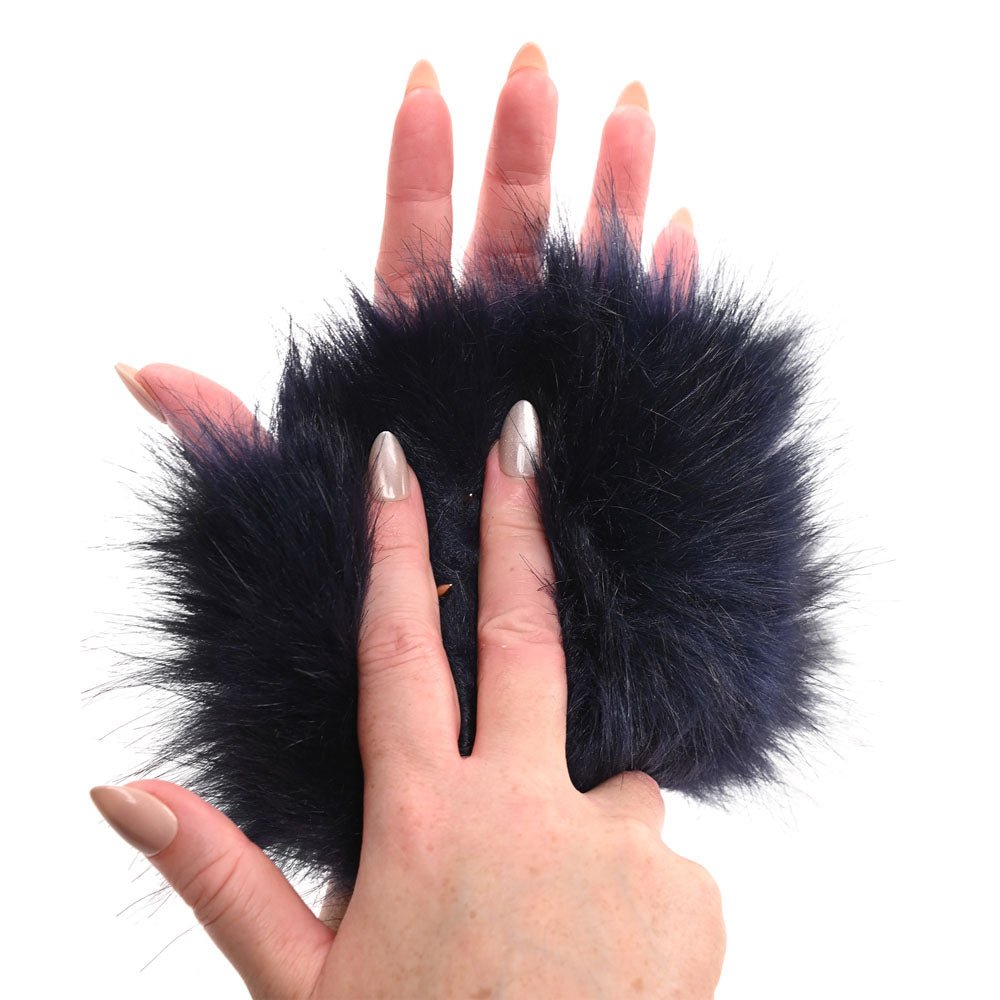 Sex & Mischief Cougar Spiked Sensory Glove - Navy Blue Furry Glove with Metal Spikes – Sex toys NZ by Naughtyhut. Discreet delivery nationwide.