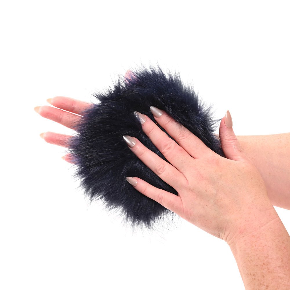 Buy Sex & Mischief Cougar Spiked Sensory Glove - Navy Blue Furry Glove with Metal Spikes – Naughtyhut NZ sex toys online. Discreet delivery & top brands.