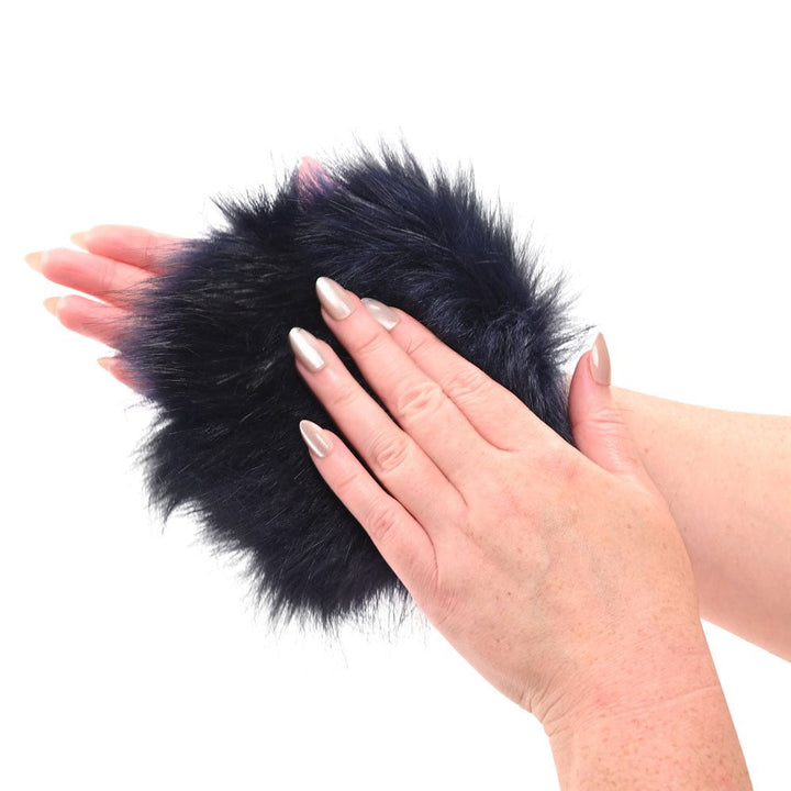 Sex & Mischief Cougar Spiked Sensory Glove - Navy Blue Furry Glove with Metal Spikes – Sex toys NZ by Naughtyhut. Discreet delivery nationwide.