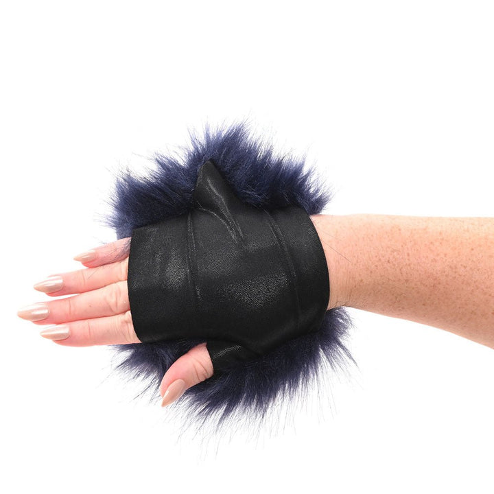 Sex & Mischief Cougar Spiked Sensory Glove - Navy Blue Furry Glove with Metal Spikes – Sex toys NZ by Naughtyhut. Discreet delivery nationwide.