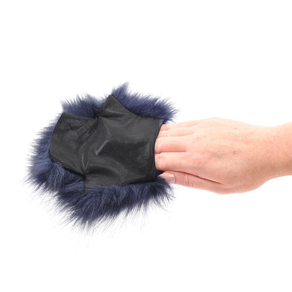 Buy Sex & Mischief Cougar Spiked Sensory Glove - Navy Blue Furry Glove with Metal Spikes – Naughtyhut NZ sex toys online. Discreet delivery & top brands.
