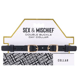 Buy Sex & Mischief Double Buckle Day Collar - Black Collar – Naughtyhut NZ sex toys online. Discreet delivery & top brands.