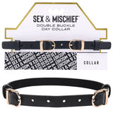 Buy Sex & Mischief Double Buckle Day Collar - Black Collar – Naughtyhut NZ sex toys online. Discreet delivery & top brands.