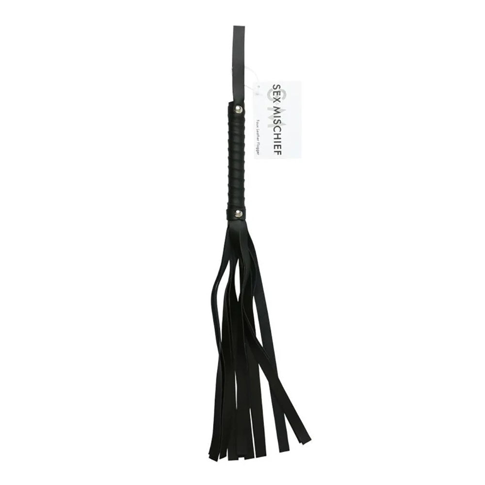 Sex & Mischief Faux Leather Flogger - Black Flogger Whip – Sex toys NZ by Naughtyhut. Discreet delivery nationwide.