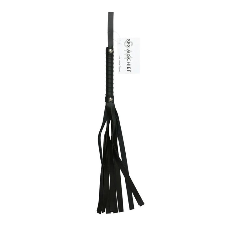 Sex & Mischief Faux Leather Flogger - Black Flogger Whip – Sex toys NZ by Naughtyhut. Discreet delivery nationwide.
