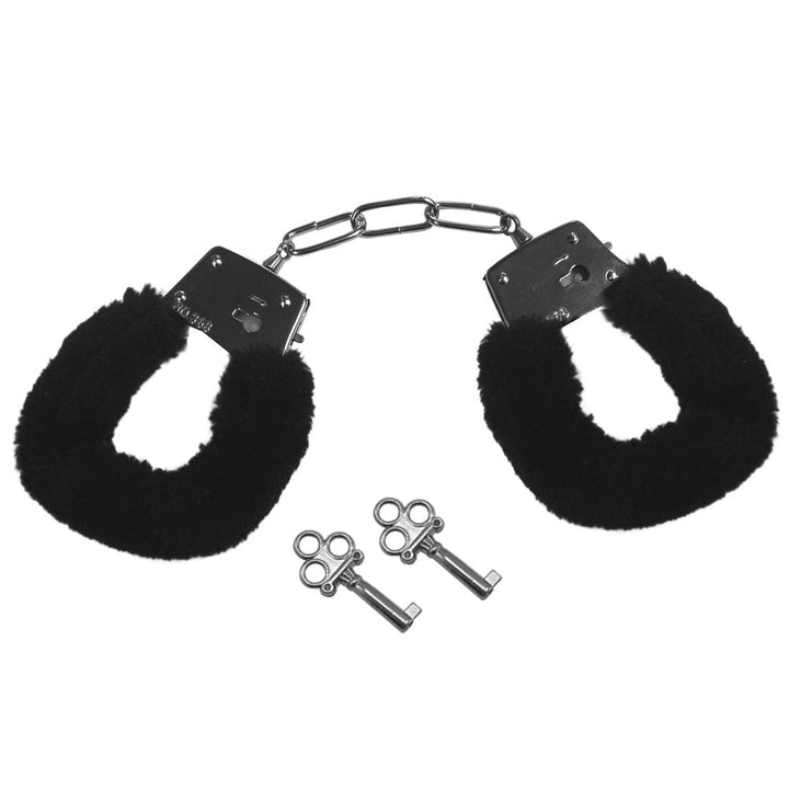 Sex & Mischief Furry Handcuffs - Black - Black Restraints – Sex toys NZ by Naughtyhut. Discreet delivery nationwide.