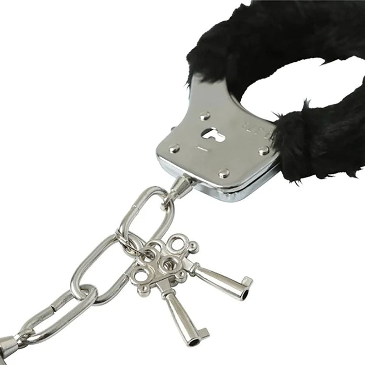 Sex & Mischief Furry Handcuffs - Black - Black Restraints – Sex toys NZ by Naughtyhut. Discreet delivery nationwide.