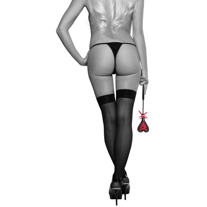 Sex & Mischief Heart Beat Crop - Black/Red 37.5 cm Crop Whip – Sex toys NZ by Naughtyhut. Discreet delivery nationwide.