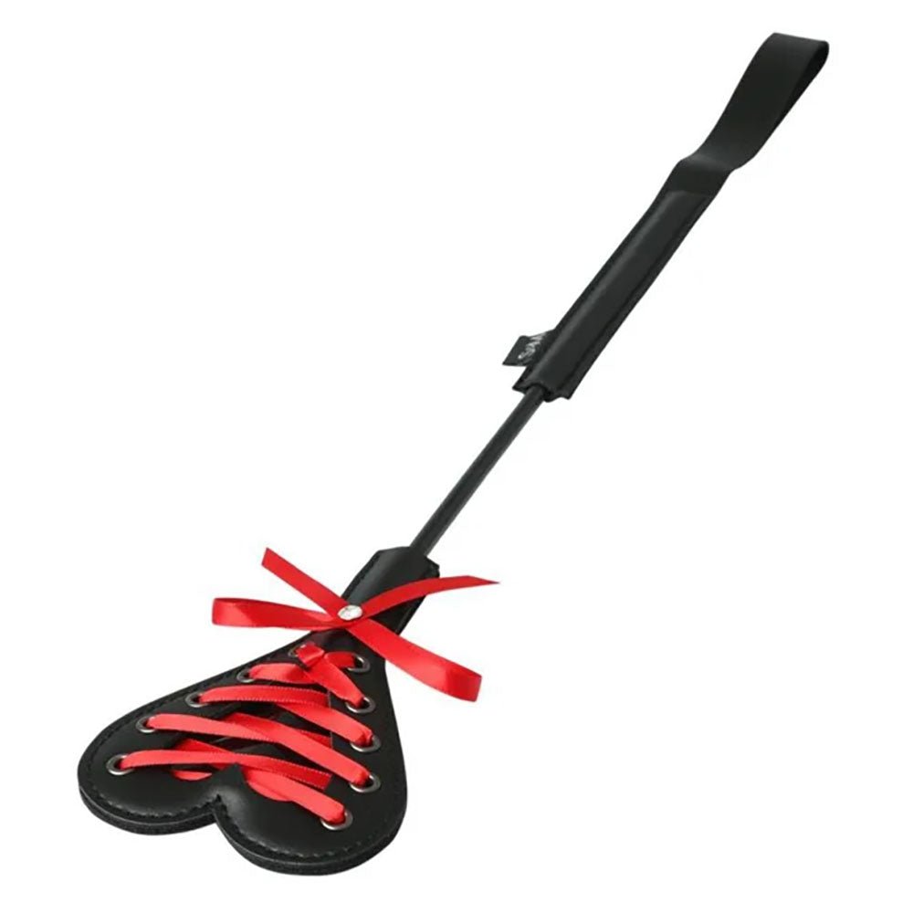 Sex & Mischief Heart Beat Crop - Black/Red 37.5 cm Crop Whip – Sex toys NZ by Naughtyhut. Discreet delivery nationwide.