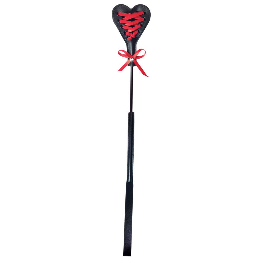 Sex & Mischief Heart Beat Crop - Black/Red 37.5 cm Crop Whip – Sex toys NZ by Naughtyhut. Discreet delivery nationwide.