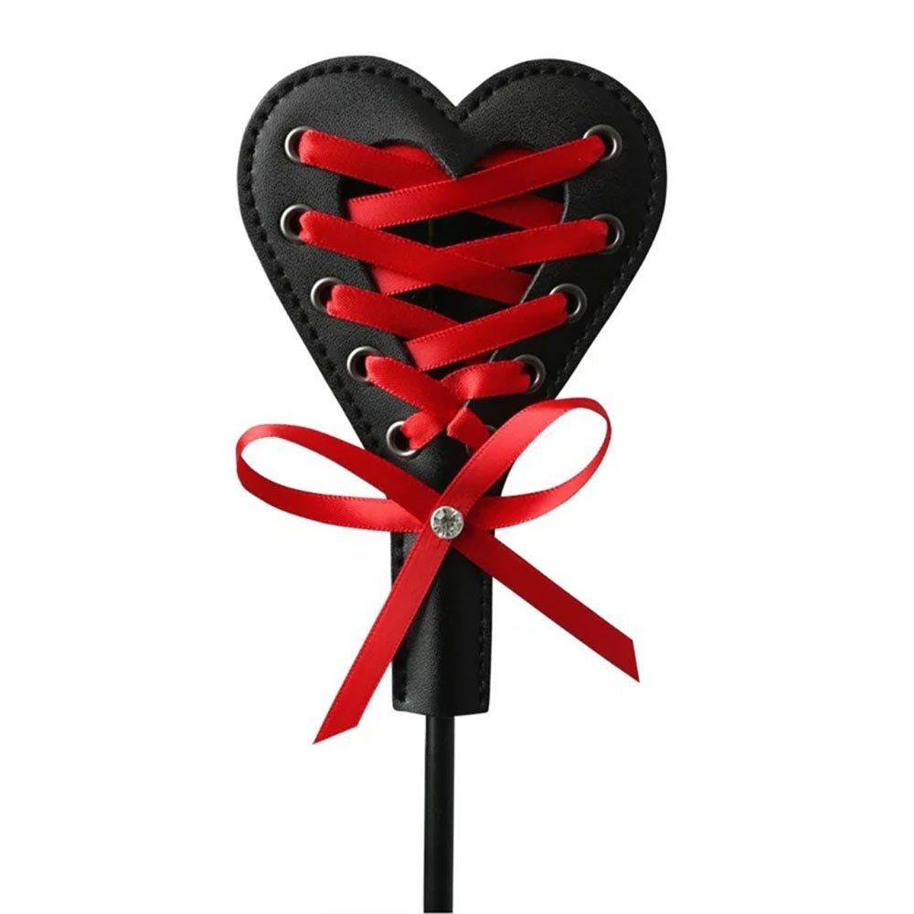 Sex & Mischief Heart Beat Crop - Black/Red 37.5 cm Crop Whip – Sex toys NZ by Naughtyhut. Discreet delivery nationwide.