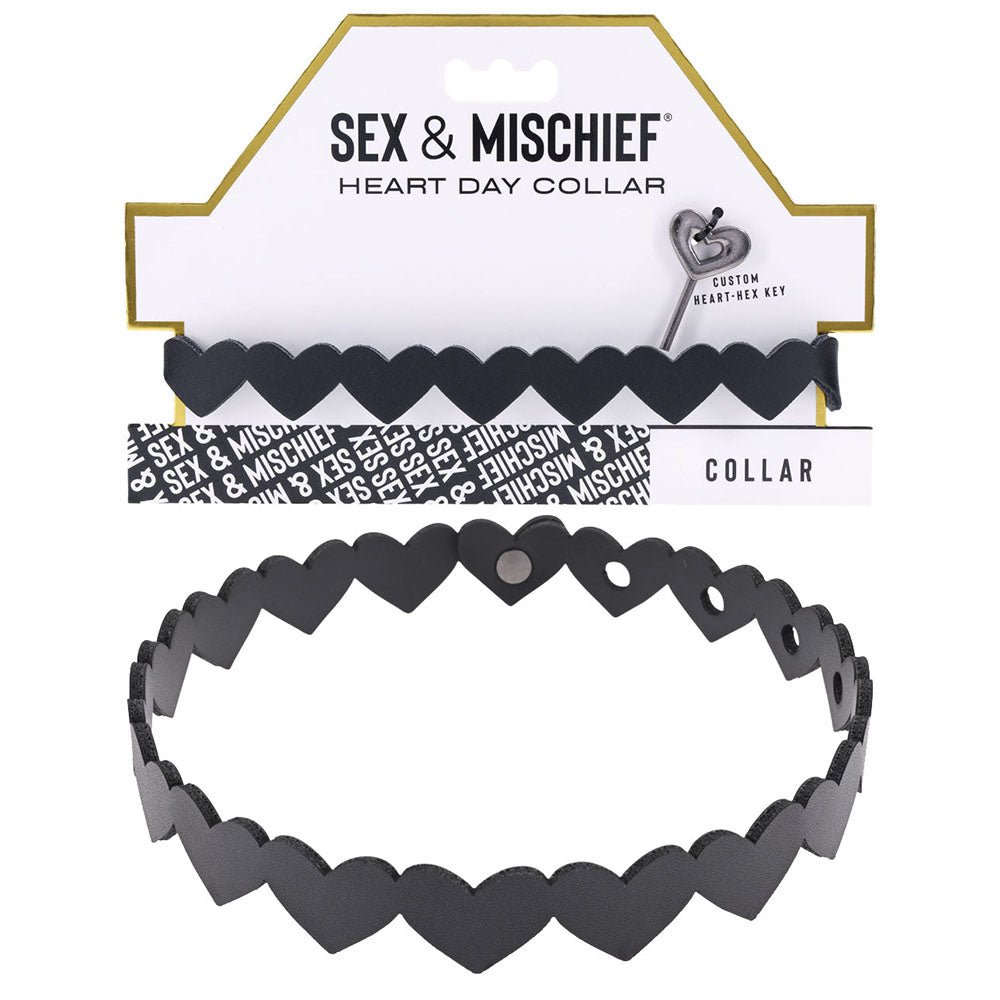 Sex & Mischief Heart Day Collar - Black Collar – Sex toys NZ by Naughtyhut. Discreet delivery nationwide.