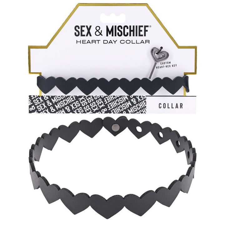 Sex & Mischief Heart Day Collar - Black Collar – Sex toys NZ by Naughtyhut. Discreet delivery nationwide.