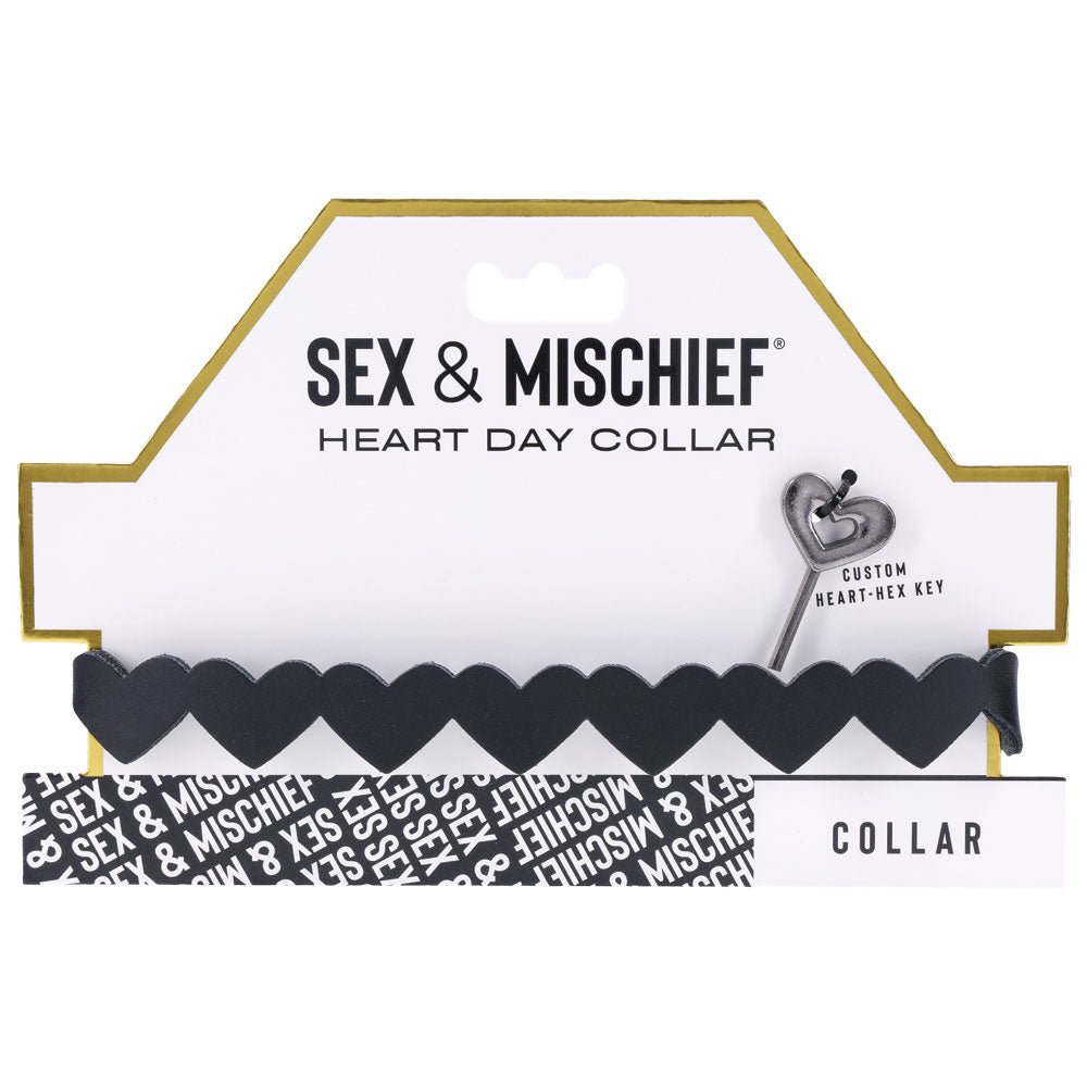 Buy Sex & Mischief Heart Day Collar - Black Collar – Naughtyhut NZ sex toys online. Discreet delivery & top brands.