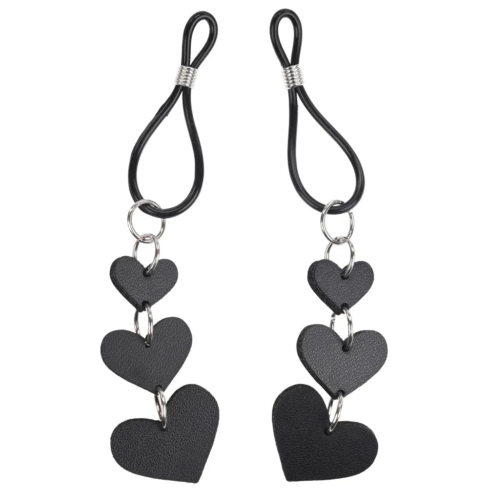 Heart nipple ties with the adjustable cord loops opened out