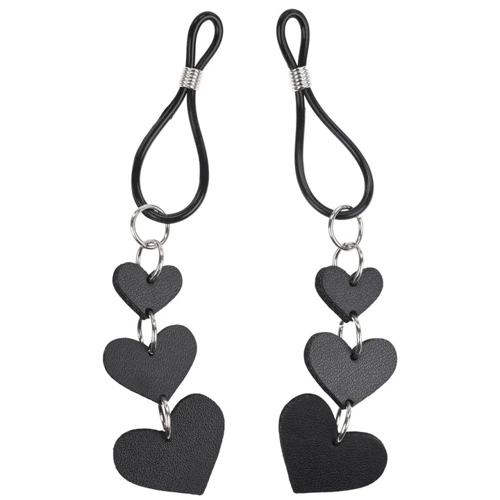 Heart nipple ties with the adjustable cord loops opened out