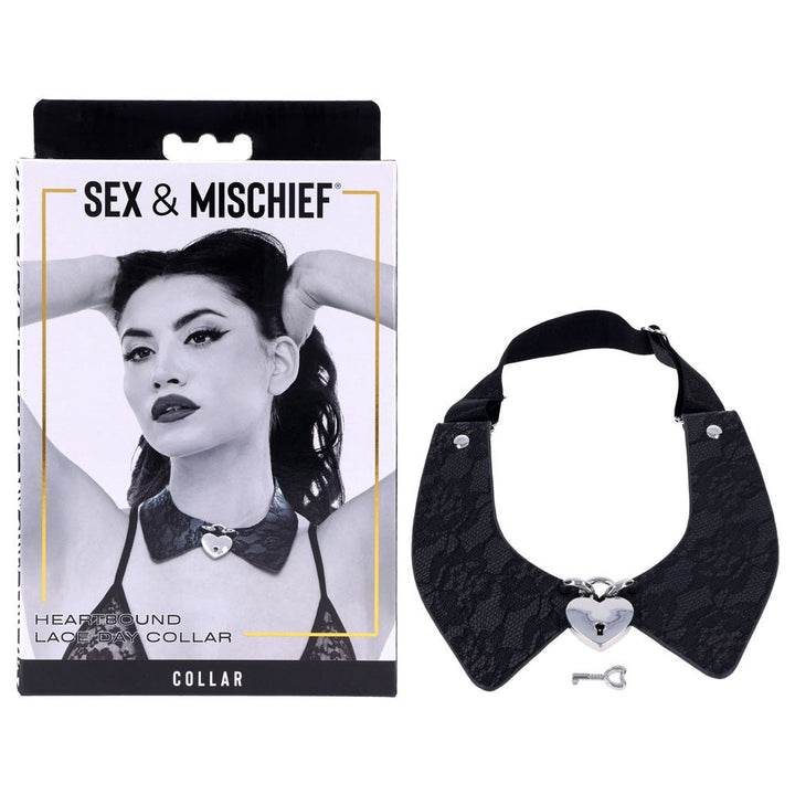 Sex & Mischief Heartbound Lace Day Collar - Black Submission Collar – Sex toys NZ by Naughtyhut. Discreet delivery nationwide.