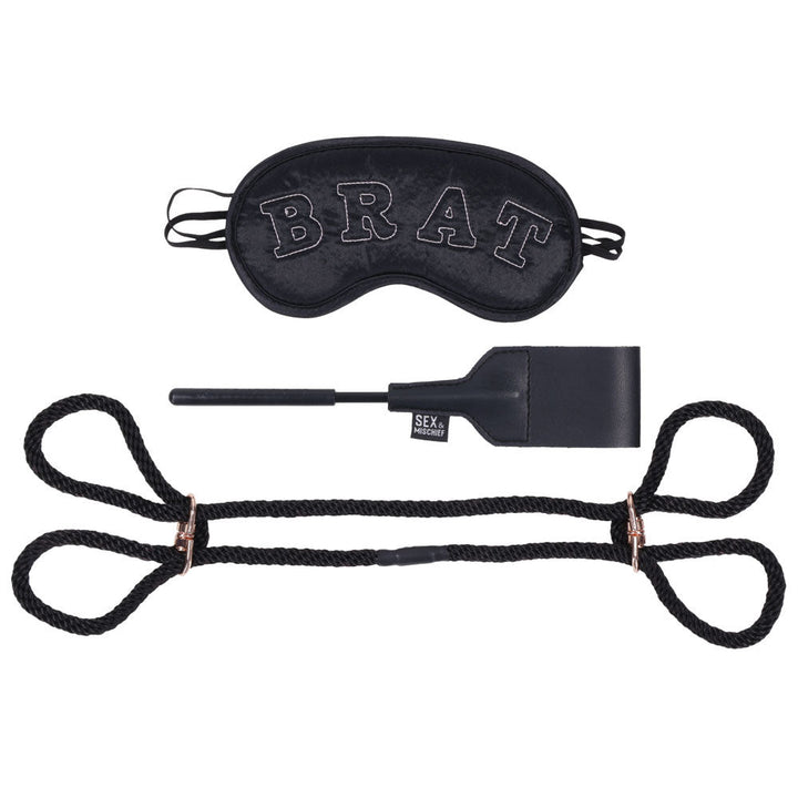 Sex & Mischief Knotty Brat Kit - Black Bondage Kit - 3 Piece Set – Sex toys NZ by Naughtyhut. Discreet delivery nationwide.