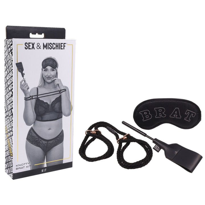 Sex & Mischief Knotty Brat Kit - Black Bondage Kit - 3 Piece Set – Sex toys NZ by Naughtyhut. Discreet delivery nationwide.