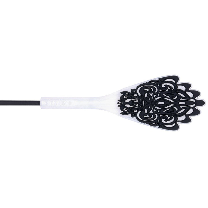 Sex & Mischief Lace Silicone Crop - Black/White 50 cm Crop Whip – Sex toys NZ by Naughtyhut. Discreet delivery nationwide.
