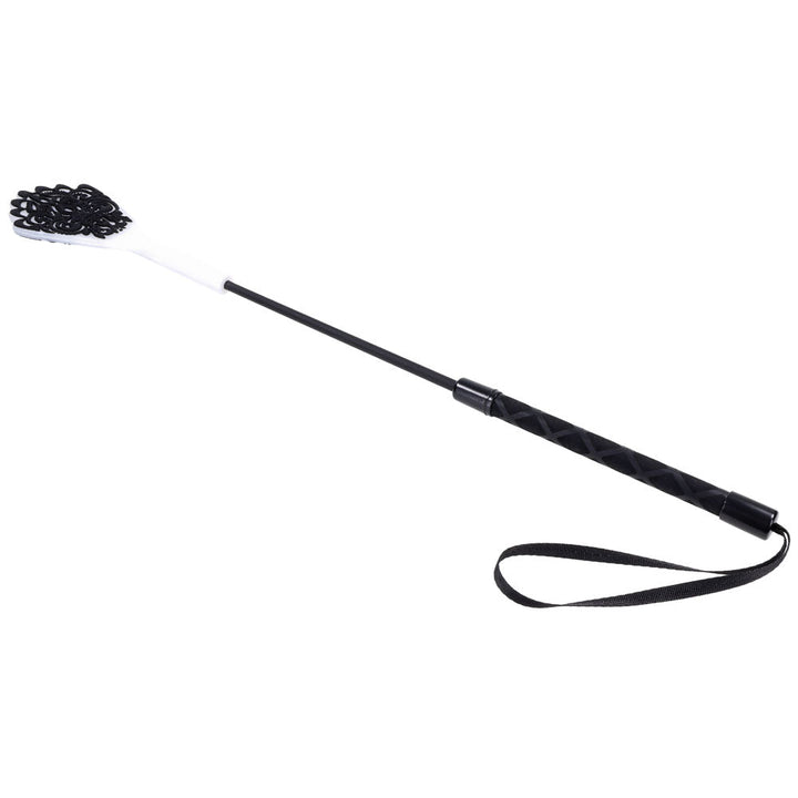 Sex & Mischief Lace Silicone Crop - Black/White 50 cm Crop Whip – Sex toys NZ by Naughtyhut. Discreet delivery nationwide.