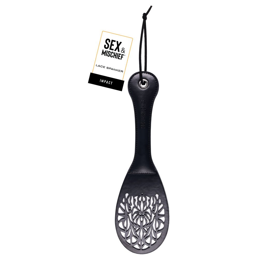 Sex & Mischief Lace Spanker - Black Spanking Paddle – Sex toys NZ by Naughtyhut. Discreet delivery nationwide.