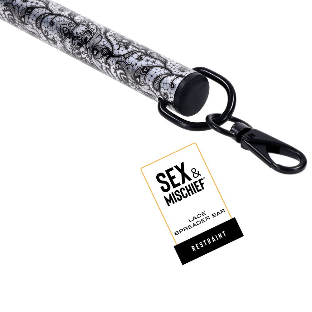 Sex & Mischief Lace Spreader Bar - Aluminium Restraint Bar – Sex toys NZ by Naughtyhut. Discreet delivery nationwide.