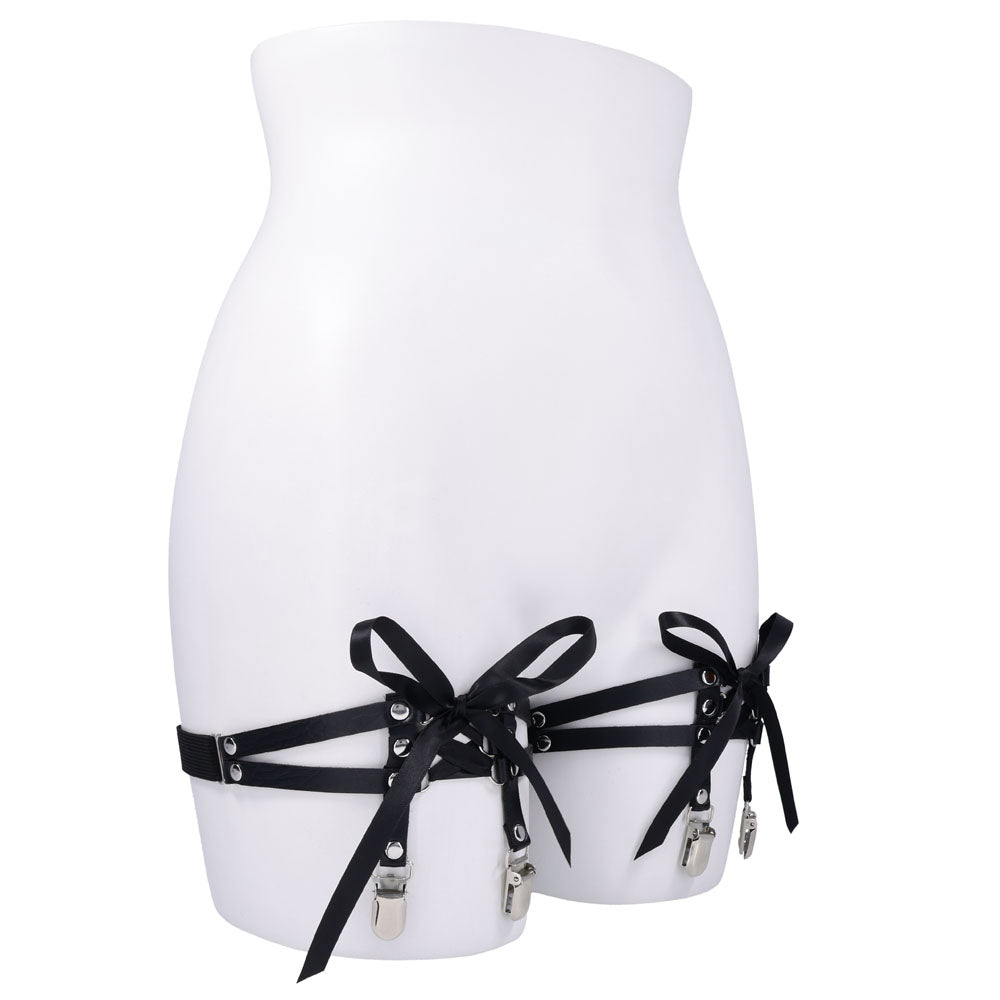 Sex & Mischief Laced Up Garters - Black Garters – Sex toys NZ by Naughtyhut. Discreet delivery nationwide.