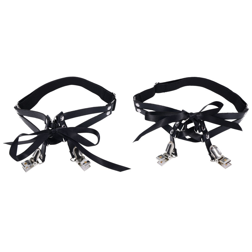 Sex & Mischief Laced Up Garters - Black Garters – Sex toys NZ by Naughtyhut. Discreet delivery nationwide.