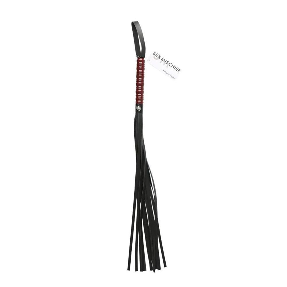 Sex & Mischief Mahogany Flogger - 76 cm Flogger Whip with Wooden Handle – Sex toys NZ by Naughtyhut. Discreet delivery nationwide.