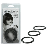 Buy Sex & Mischief Nitrile Cock Ring 3 Pack - Black Cock Rings - Set of 3 Sizes – Naughtyhut NZ sex toys online. Discreet delivery & top brands.